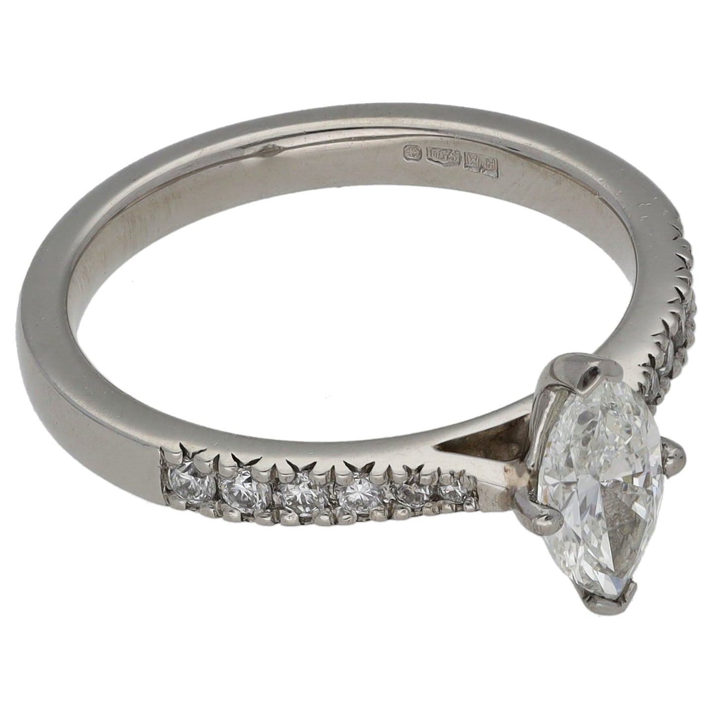 Platinum 0.77ct Diamond Solitaire Ring With Accent Stones Size M