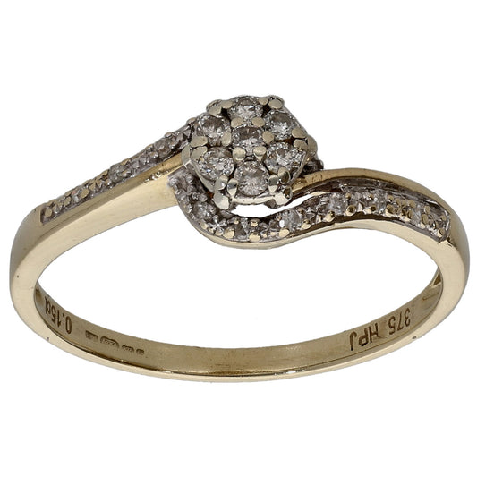 9ct Gold 0.15ct Diamond Cluster Ring Size N