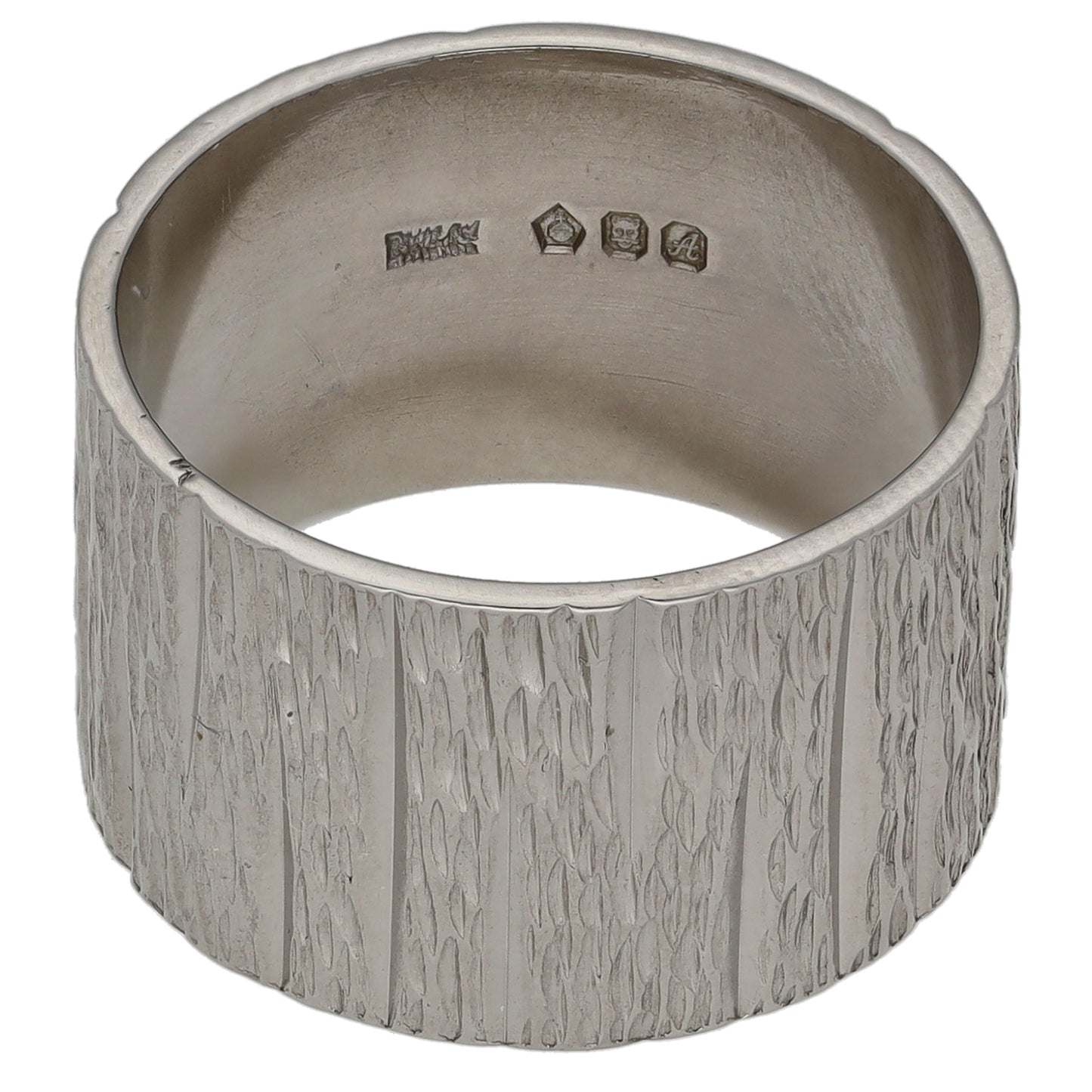 Platinum Patterned Wedding Ring Size N