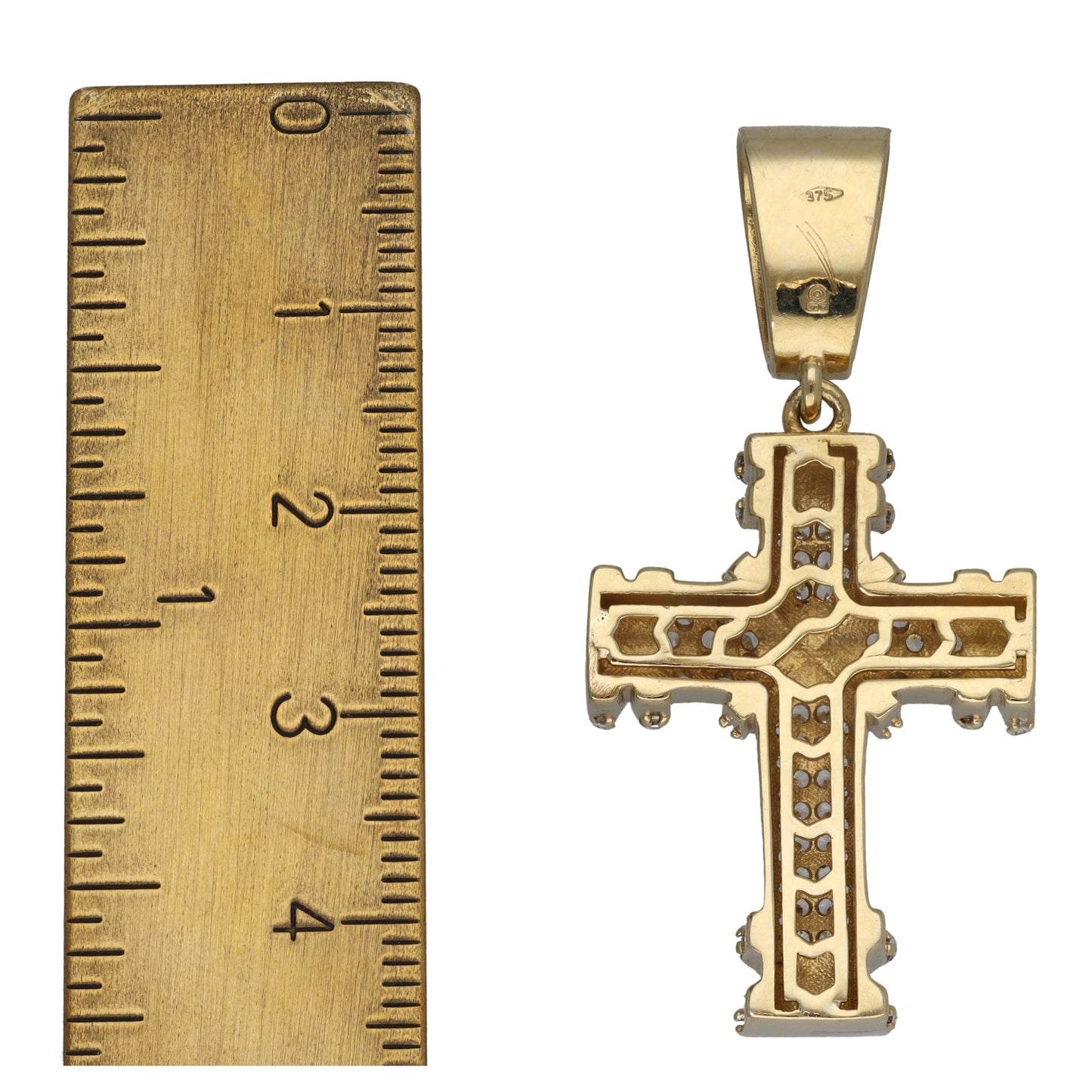 9ct Gold Cubic Zirconia Cross Pendant