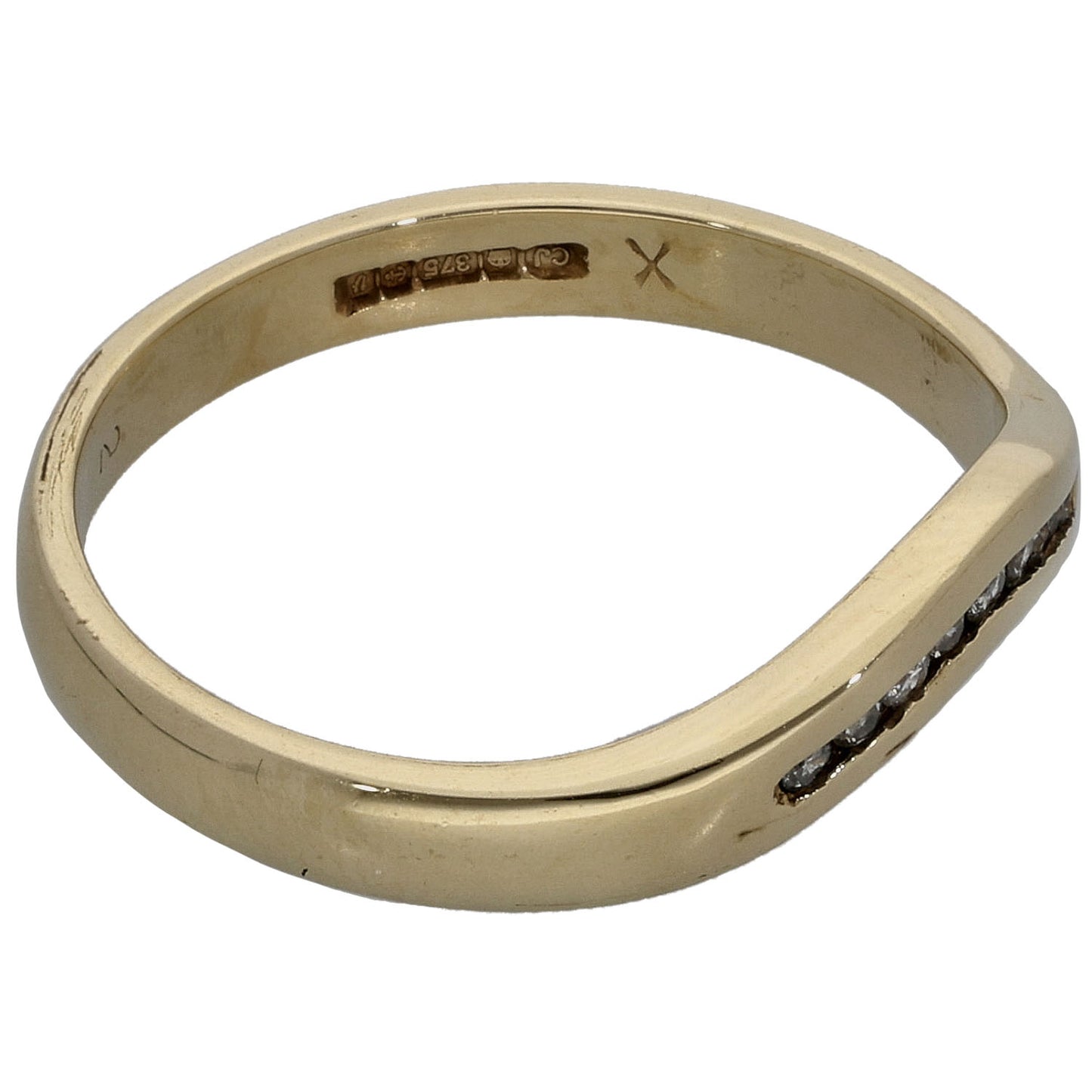 9ct Gold 0.09ct Diamond Wishbone Ring Size M