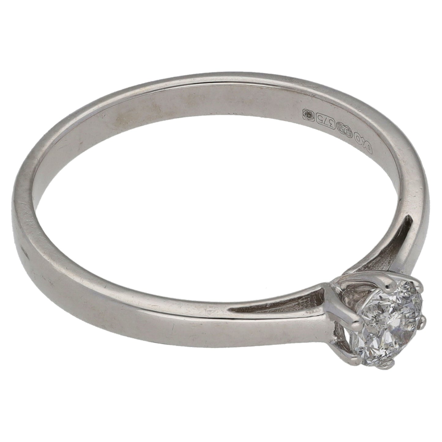 9ct White Gold 0.33ct Diamond Solitaire Ring Size O