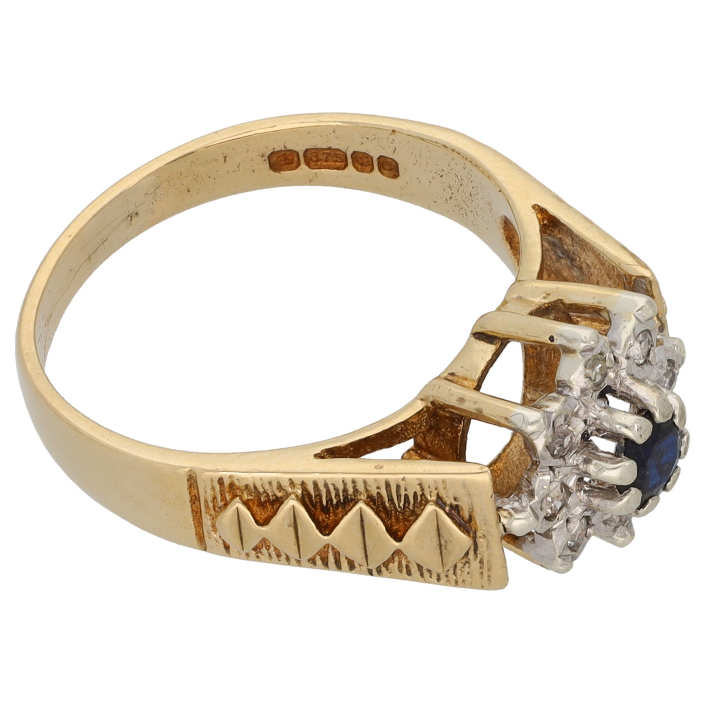 9ct Gold 0.04ct Diamond & Sapphire Dress/Cocktail Ring Size M