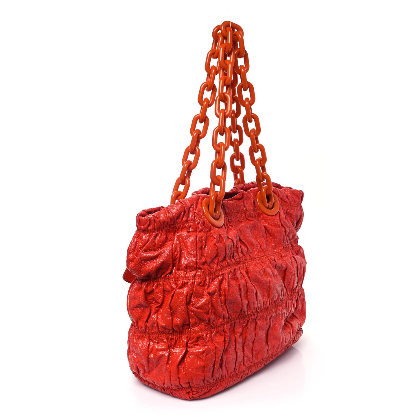 Prada Vernice Gaufre Patent Leather Bag - Orange
