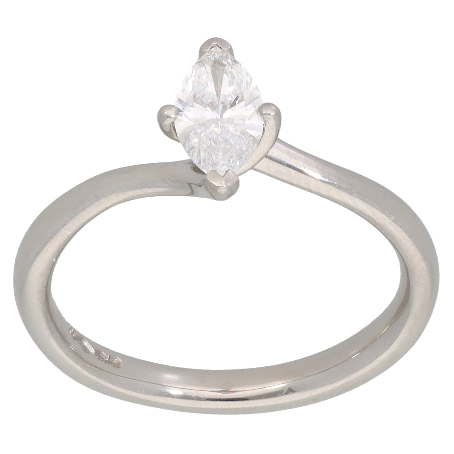 Platinum 0.50ct Marquis Diamond Solitaire Ring Size N