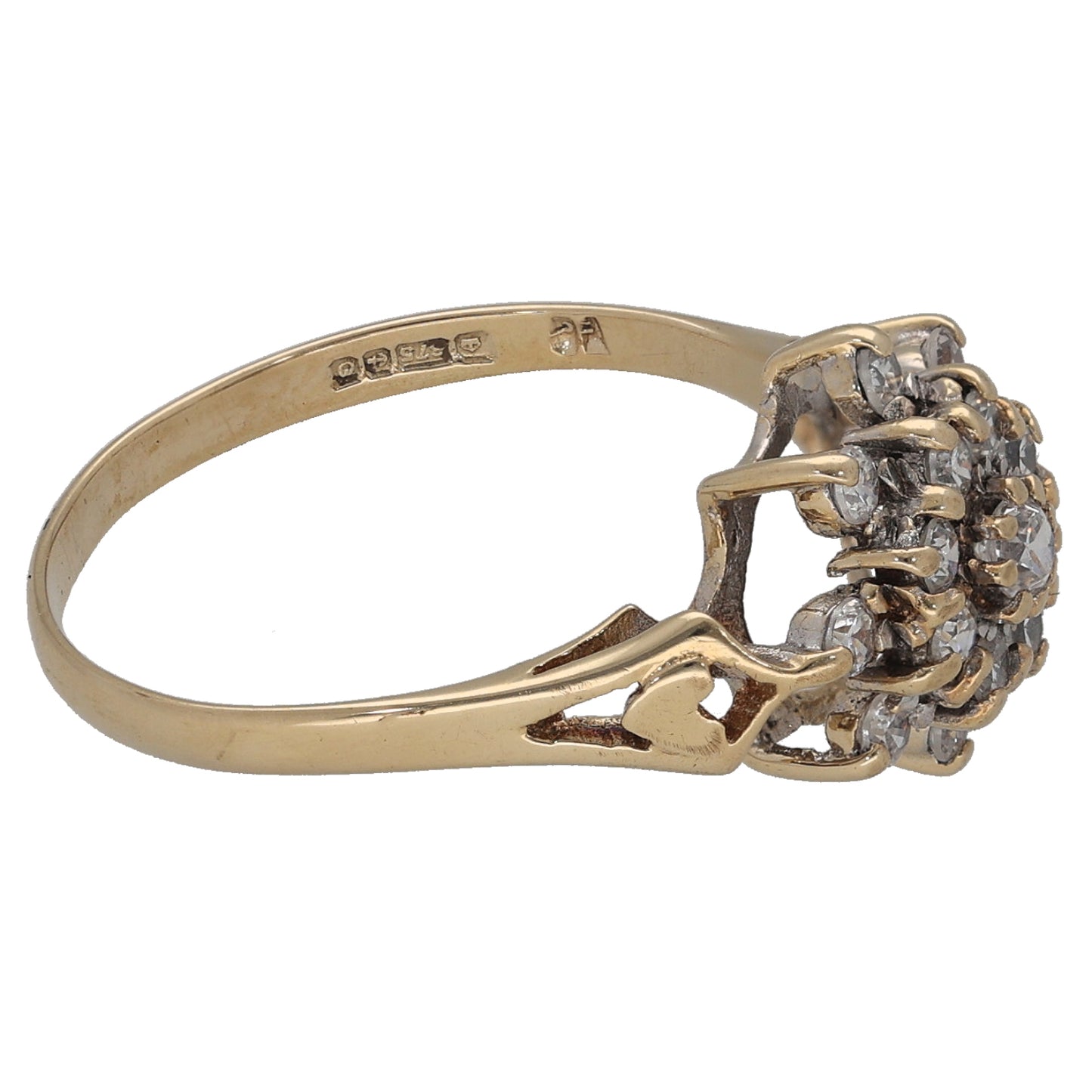 9ct Gold Cubic Zirconia Cluster Ring Size O