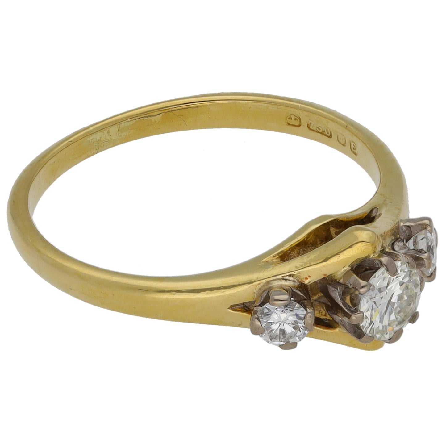 18ct Gold 0.49ct Diamond Trilogy Ring Size L