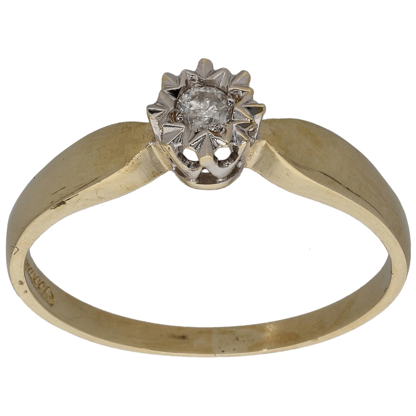 9ct Gold 0.07ct Diamond Solitaire Ring Size O