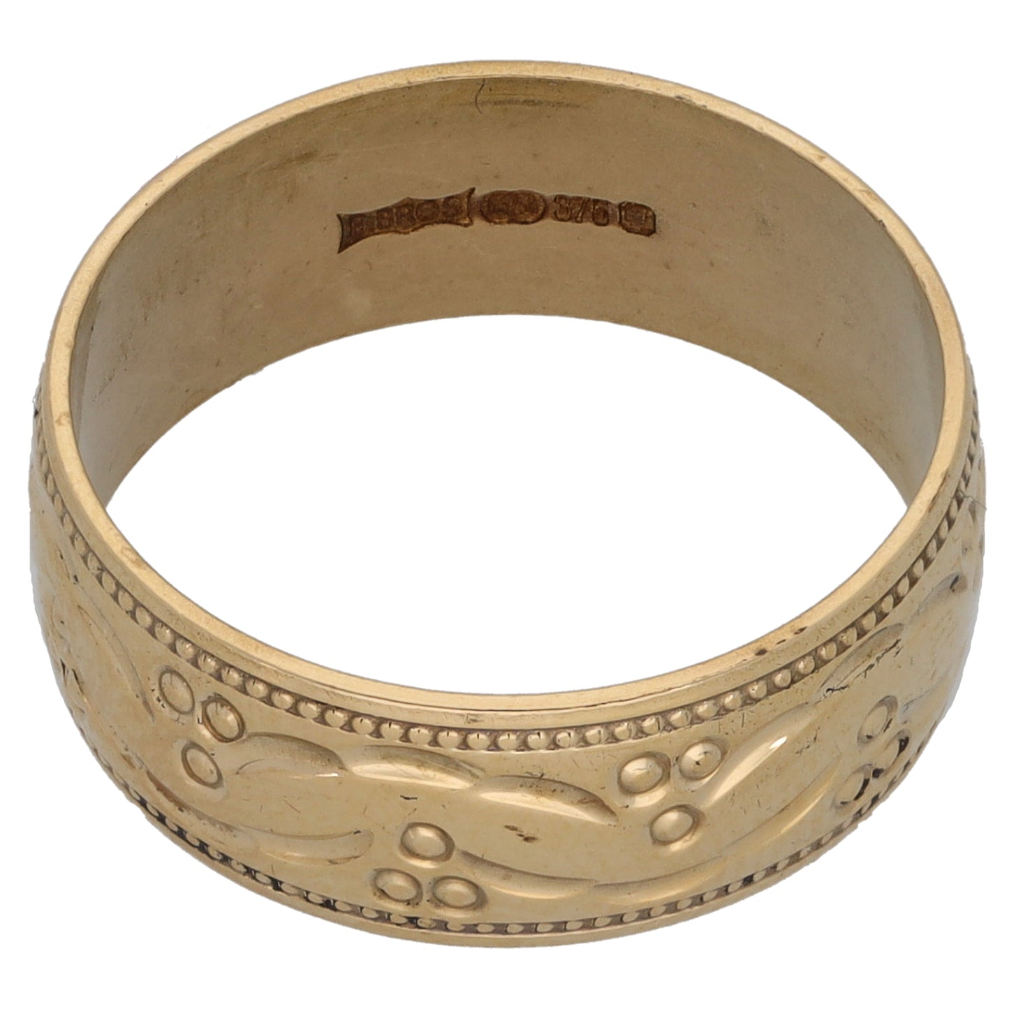 9ct Gold Patterned Wedding Ring Size M