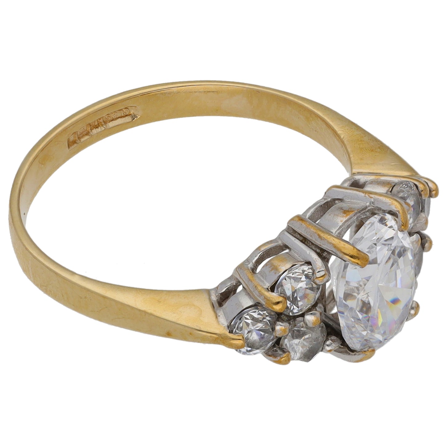 9ct Gold Cubic Zirconia Dress/Cocktail Ring Size M