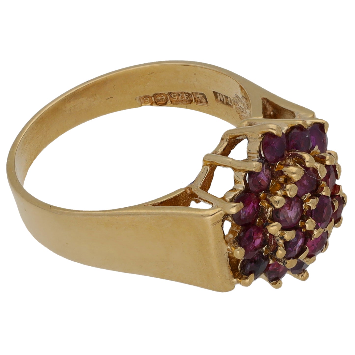 9ct Gold Glass Filled Ruby Dress/Cocktail Ring Size M