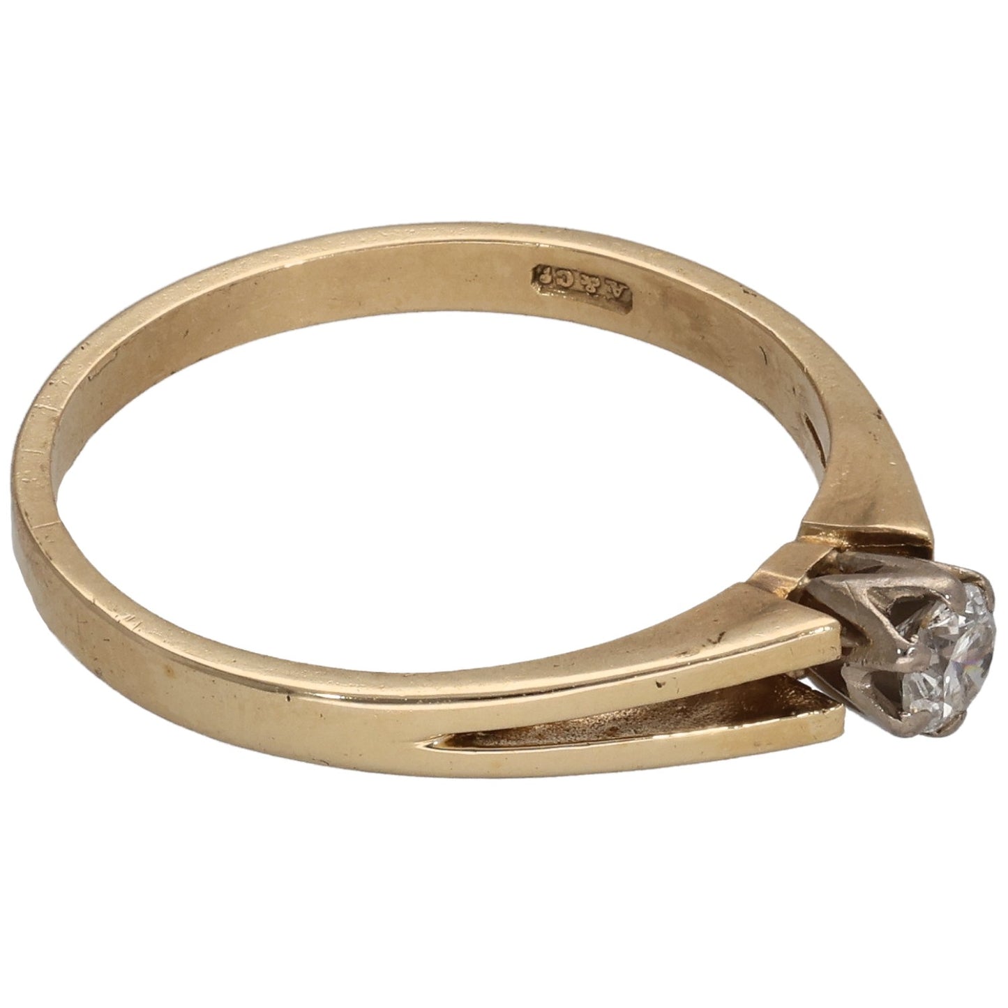 9ct Gold 0.15ct Diamond Solitaire Ring Size O