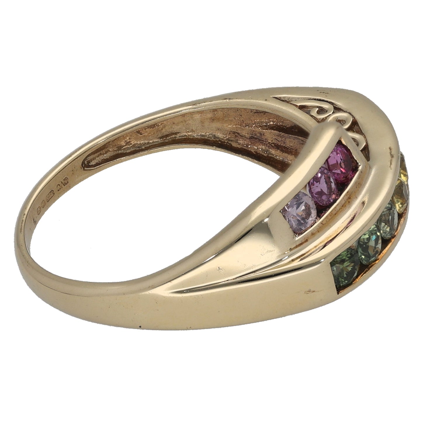 9ct Gold Sapphire Half Eternity Ring Size Q