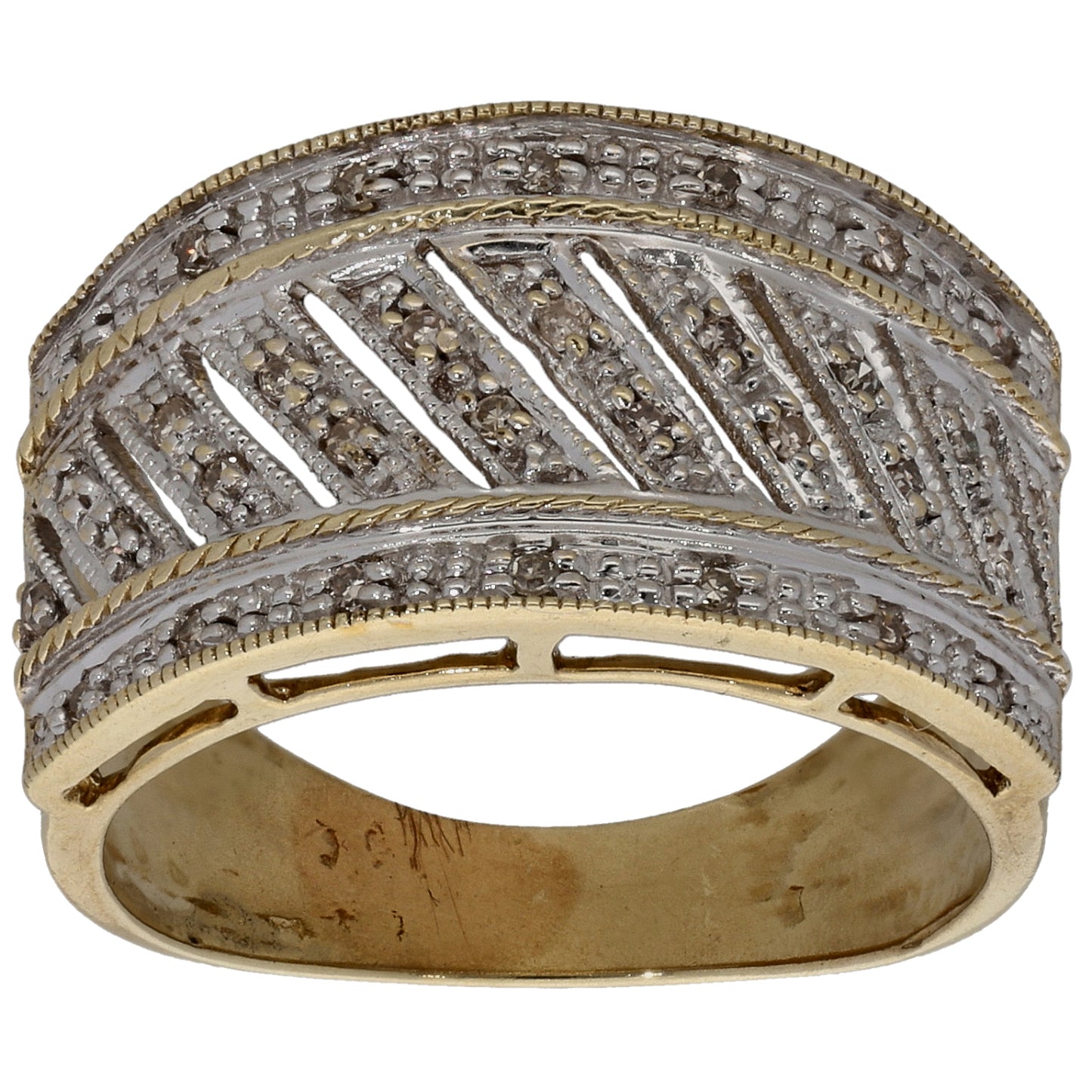 9ct Gold 0.16ct Diamond Dress/Cocktail Ring Size M