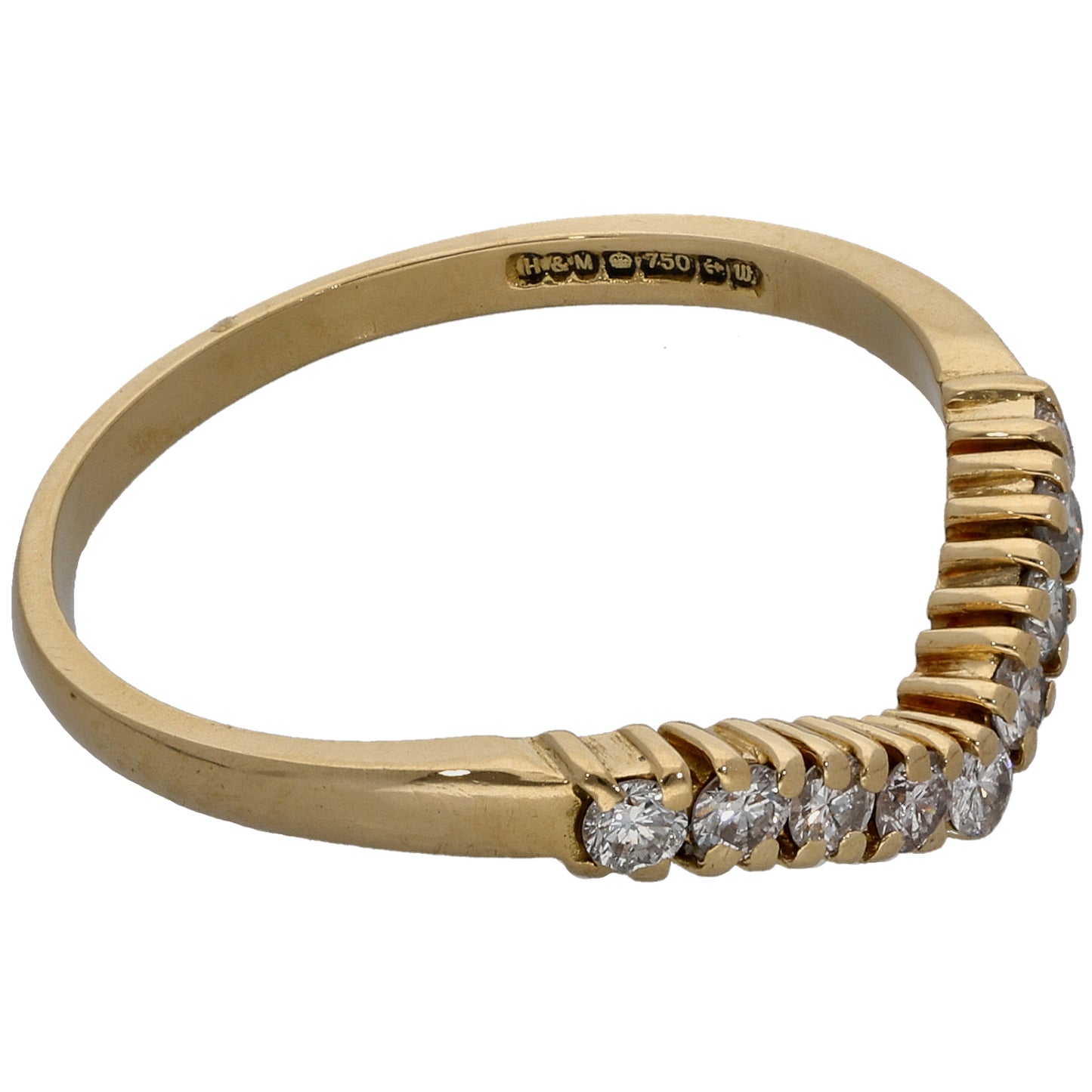 18ct Gold 0.18ct Diamond Wishbone Ring Size M