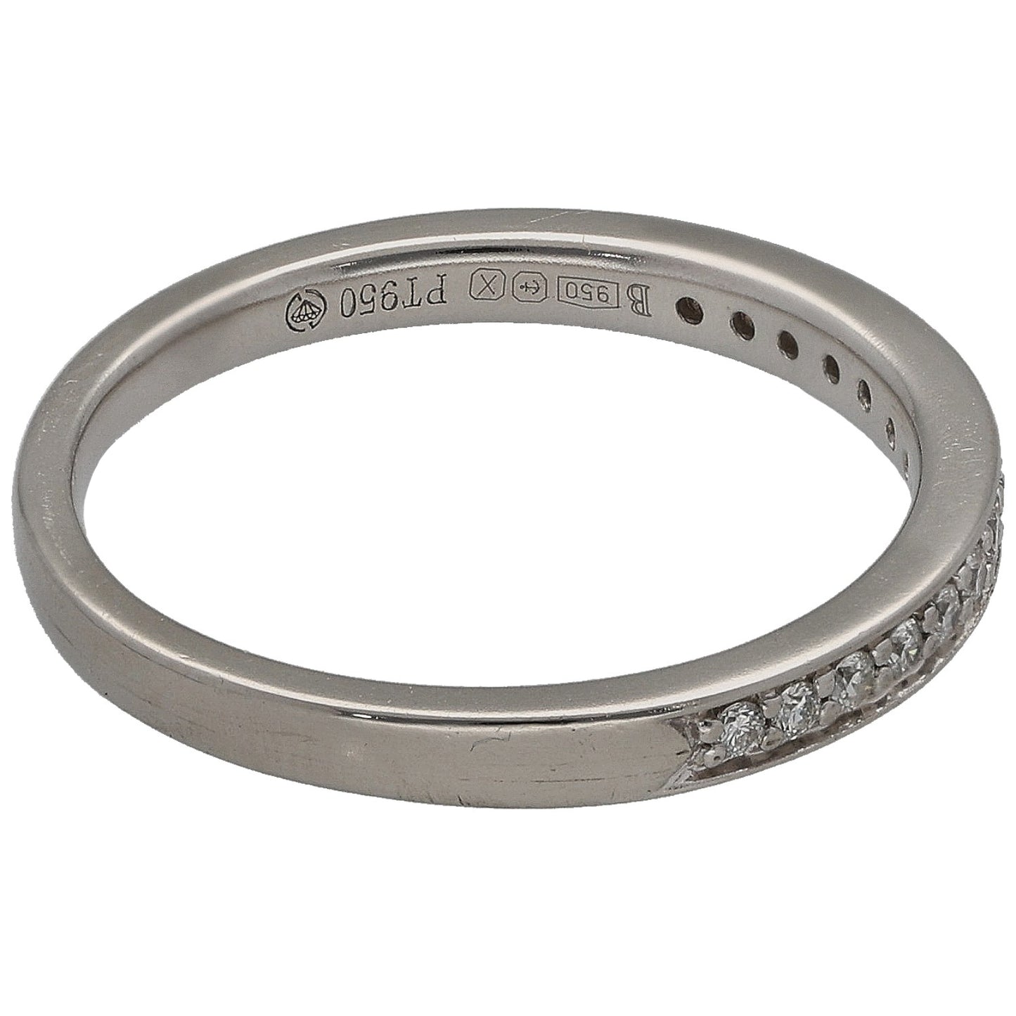 Platinum 0.15ct Diamond Half Eternity Ring Size L