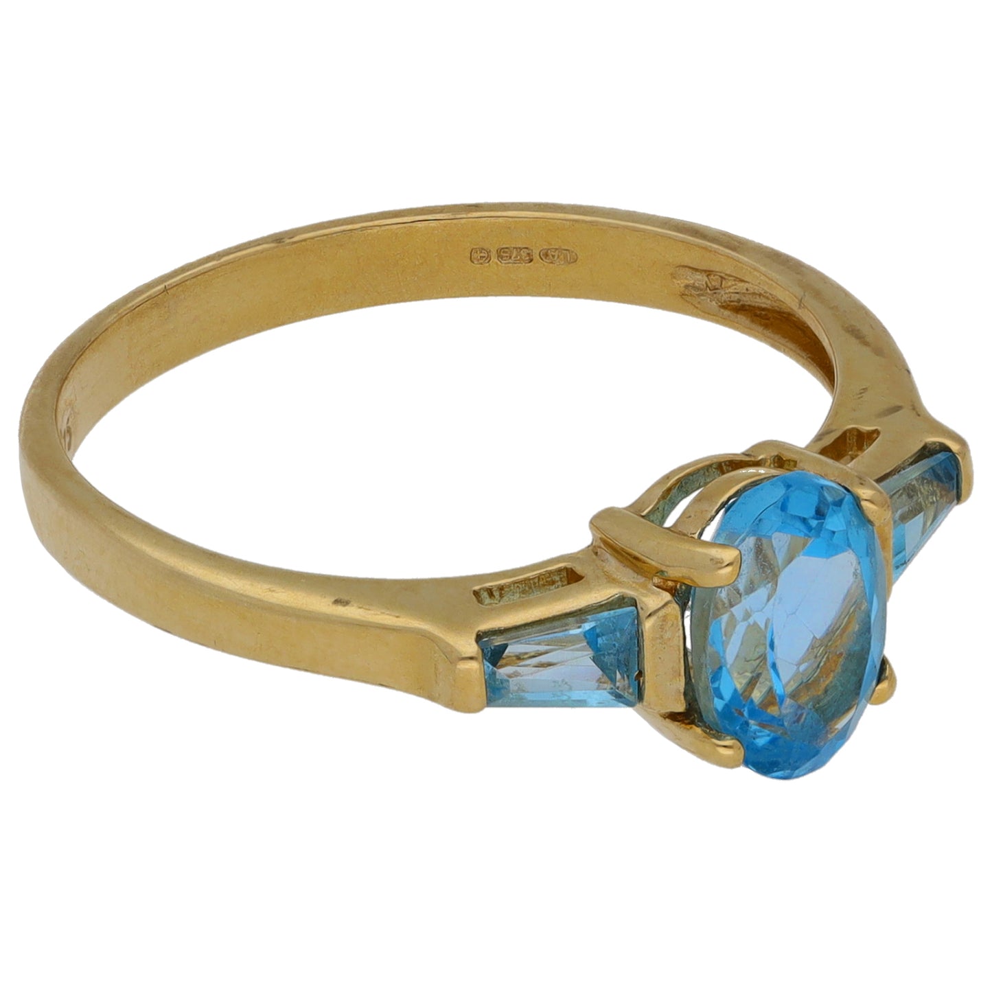 9ct Gold Topaz Trilogy Ring Size N