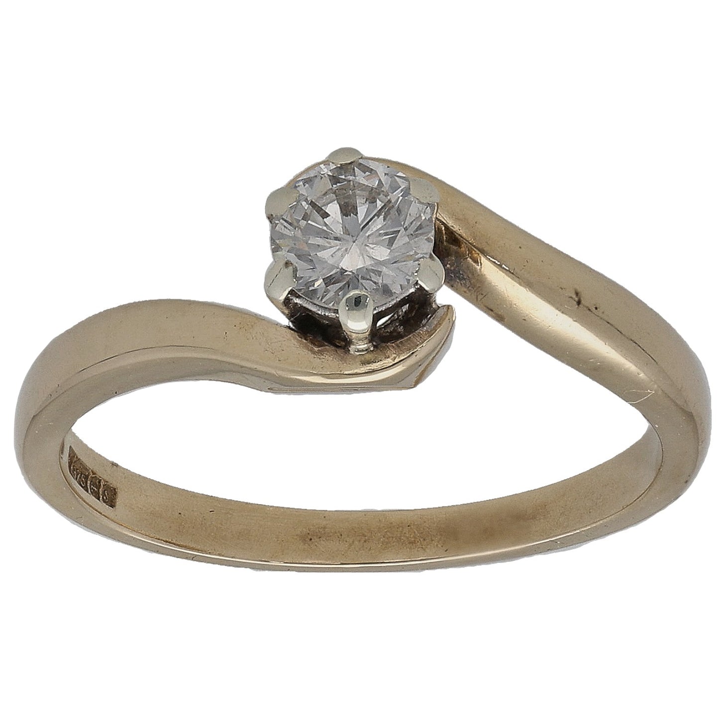 9ct Gold 0.28ct Diamond Solitaire Ring Size L