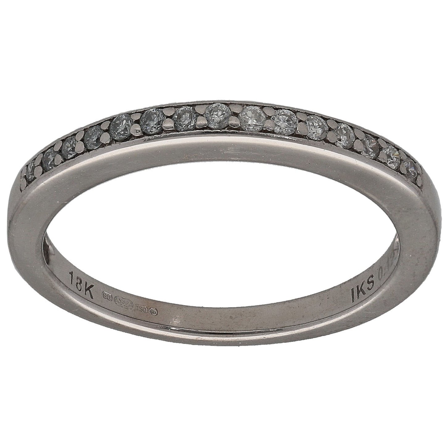 18ct White Gold 0.12ct Diamond Half Eternity Ring Size K