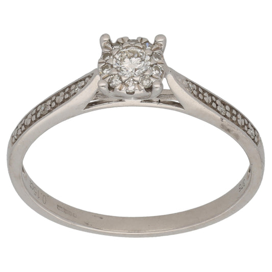 9ct White Gold 0.15ct Diamond Dress/Cocktail Ring Size N