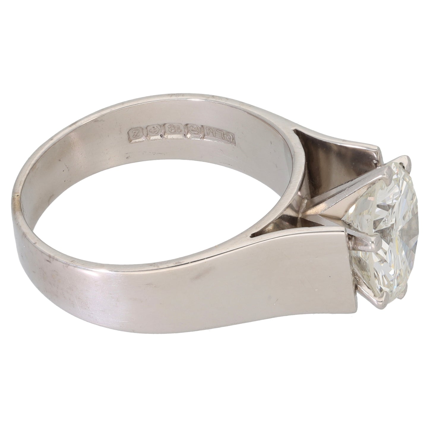 18ct White Gold 3.70ct Diamond Solitaire Ring Size P