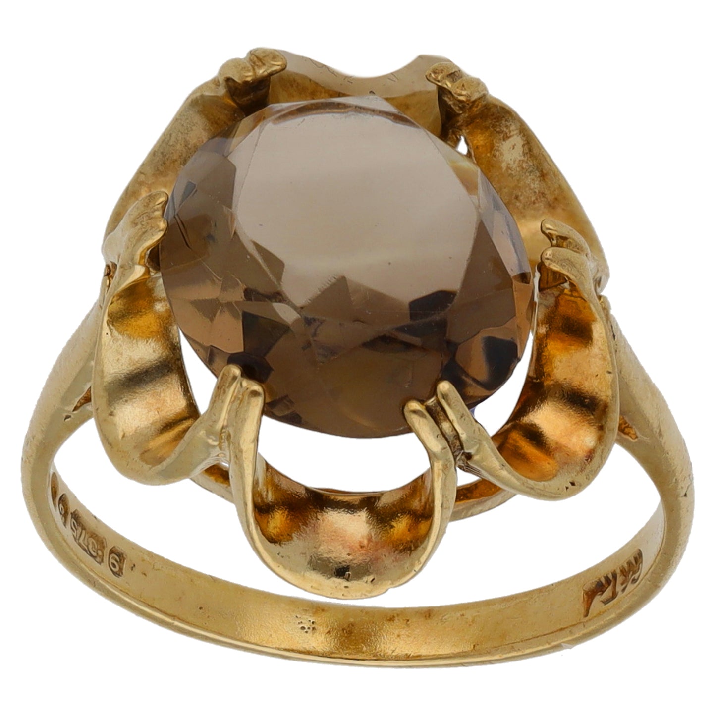 9ct Gold Smoky Quartz Single Stone Ring Size K