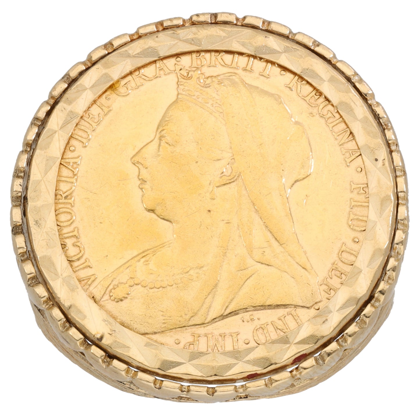 9ct Gold Full Sovereign Coin Ring Size W