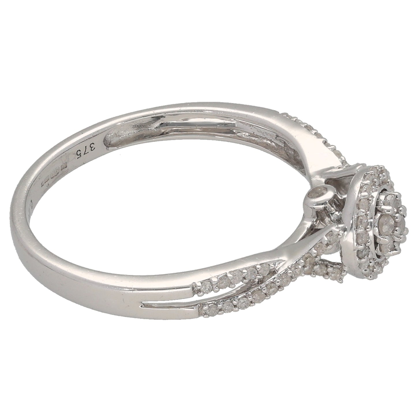 9ct White Gold 0.20ct Diamond Dress/Cocktail Ring Size N