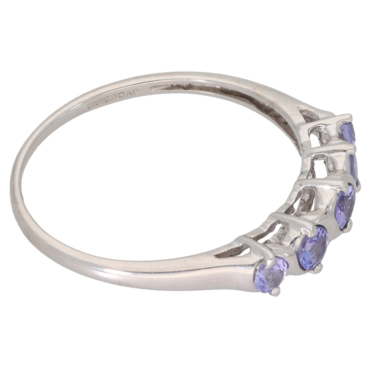 9ct White Gold Tanzanite Half Eternity Ring Size Q