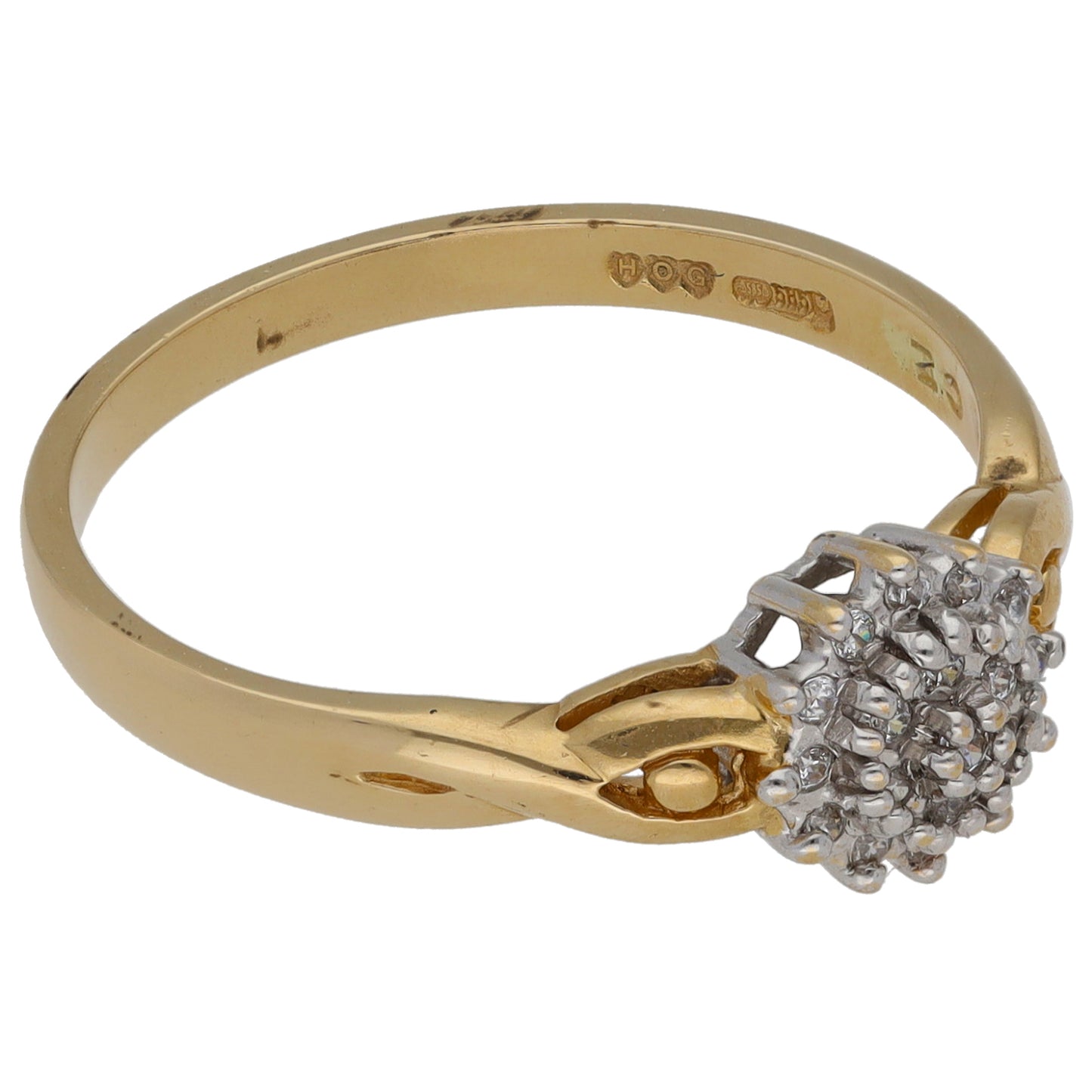14ct Gold Cubic Zirconia Cluster Ring Size Q