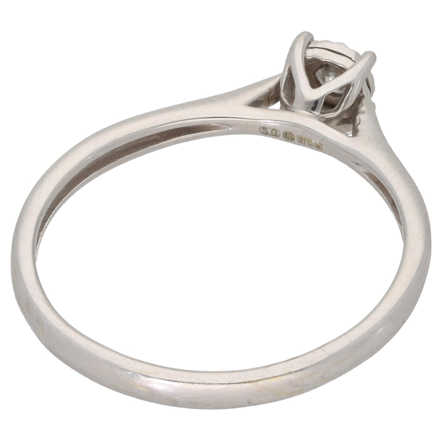 9ct White Gold 0.08ct Diamond Solitaire Ring Size N