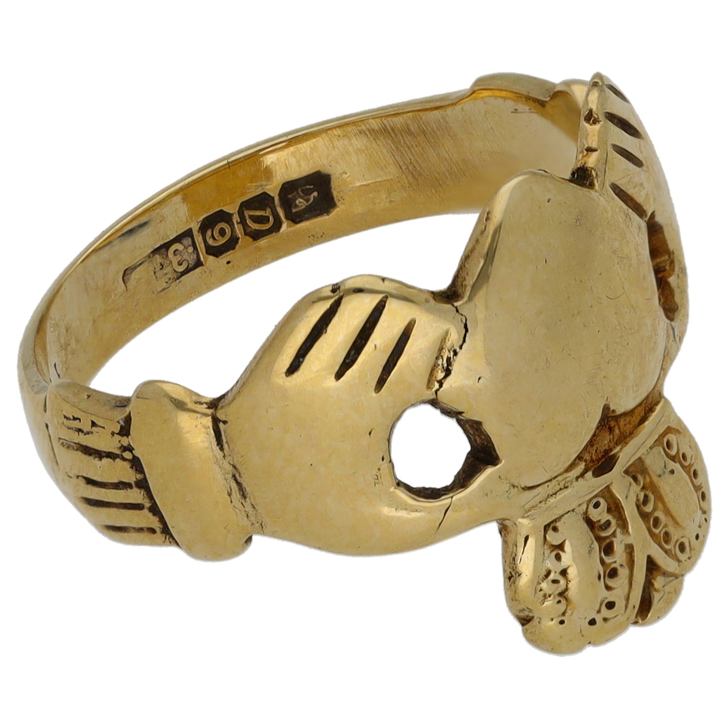 9ct Gold Claddagh Ring Size K