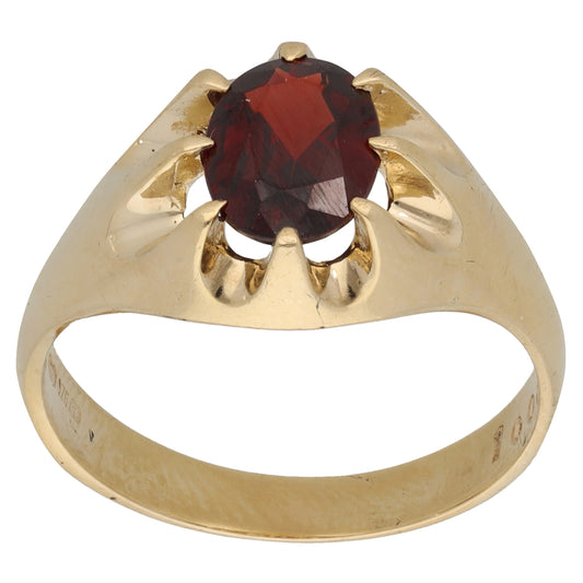 9ct Gold Garnet Single Stone Ring Size V