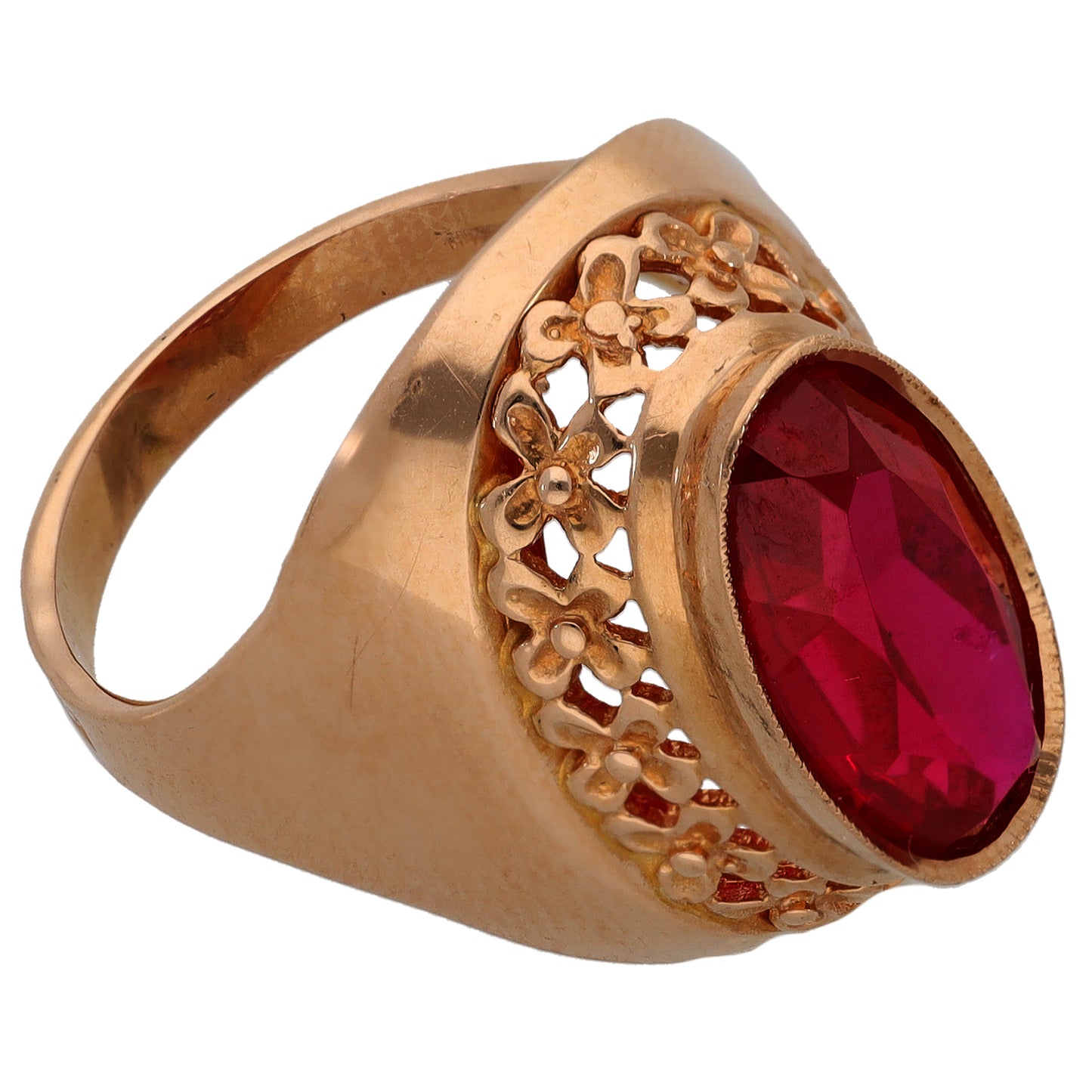 14ct Rose Gold Imitation Gem Single Stone Ring Size P