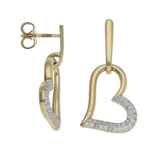 9ct Gold Cubic Zirconia Drop Earrings
