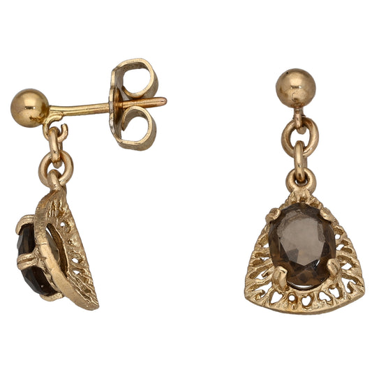 9ct Gold Smoky Quartz Drop Earrings