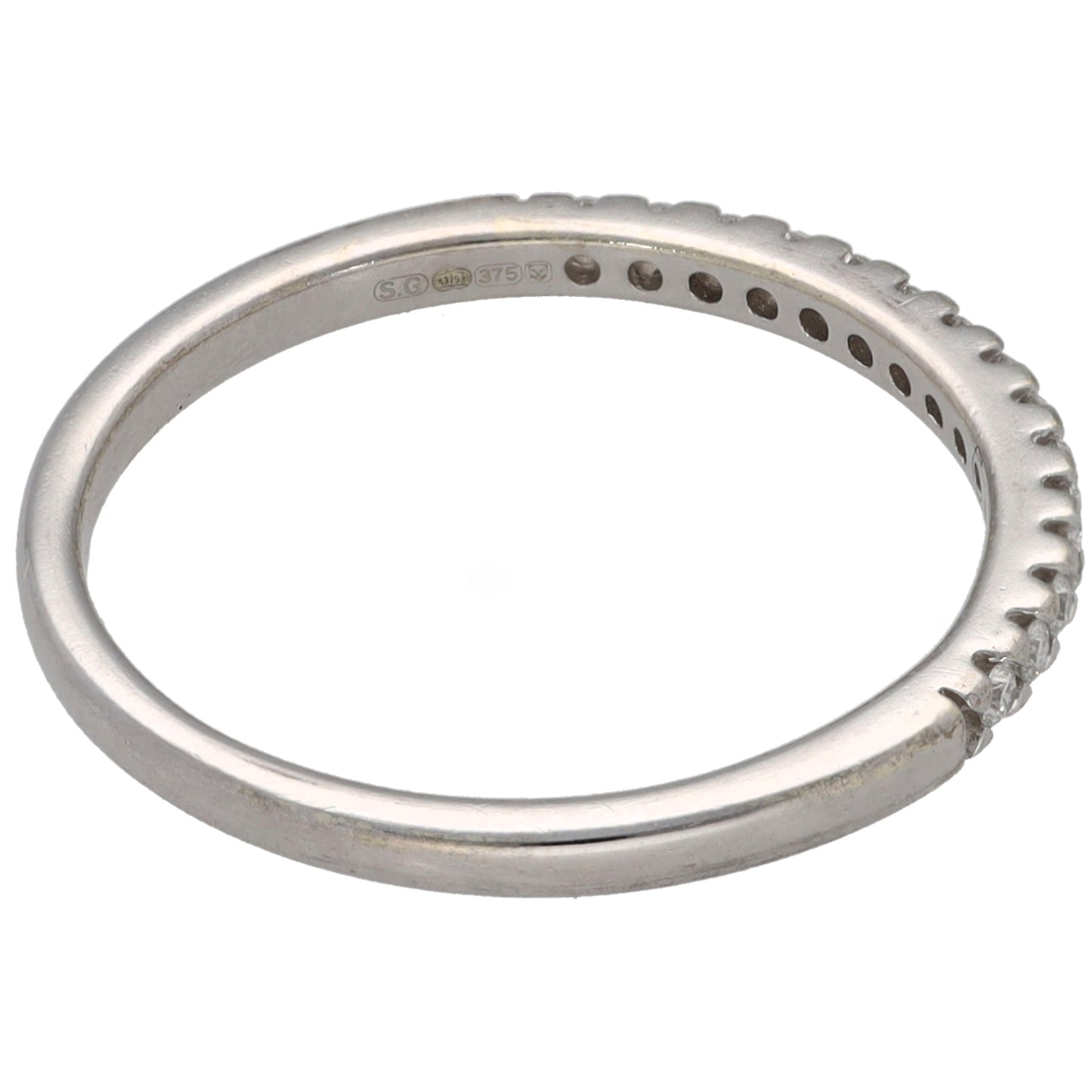 9ct White Gold 0.15ct Diamond Half Eternity Ring Size M