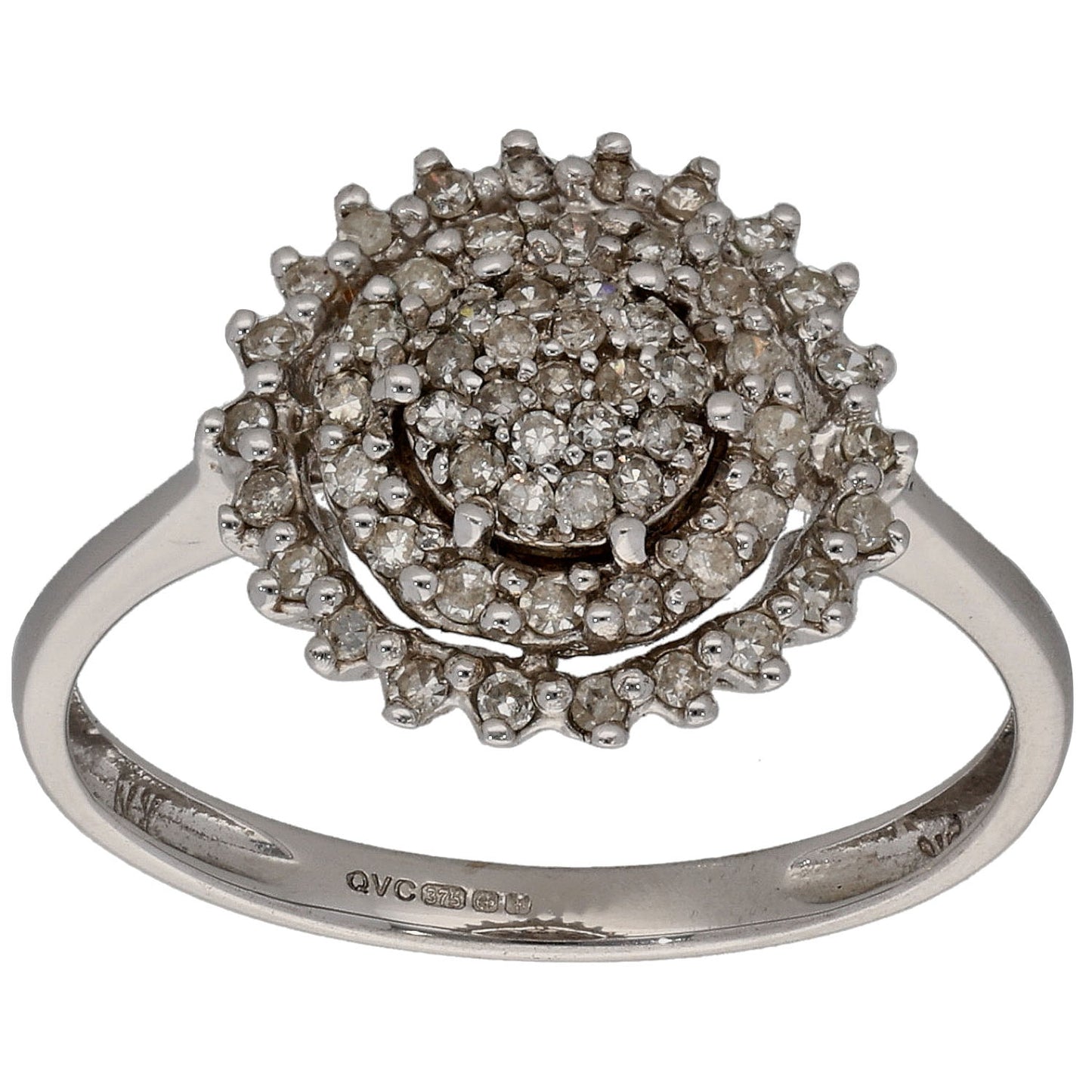 9ct White Gold 0.29ct Diamond Cluster Ring Size O