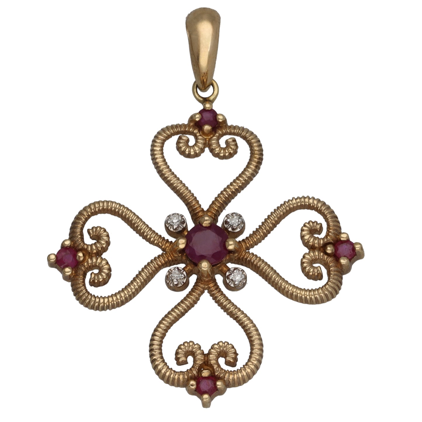 9ct Gold 0.02ct Diamond Glass Filled Ruby Alternative Pendant