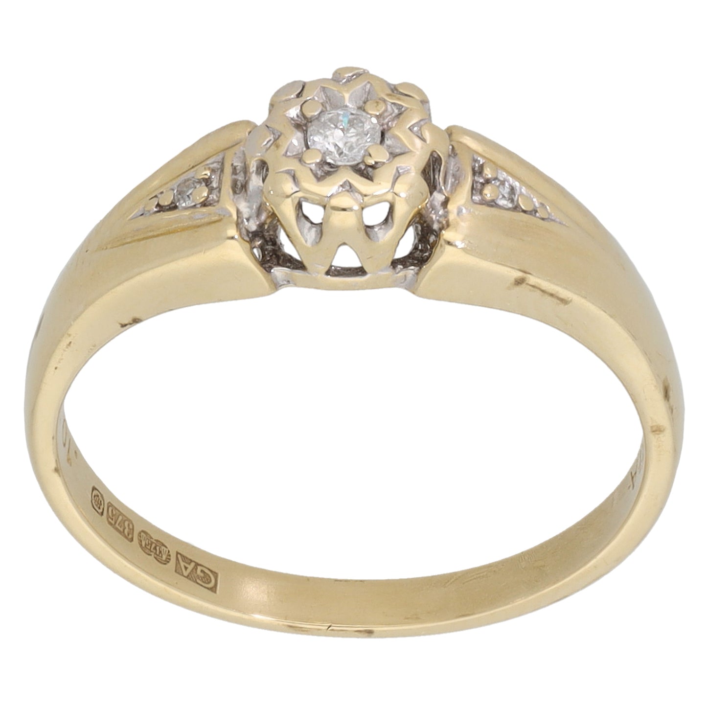 9ct Gold 0.10ct Diamond Three Stone Ring Size N