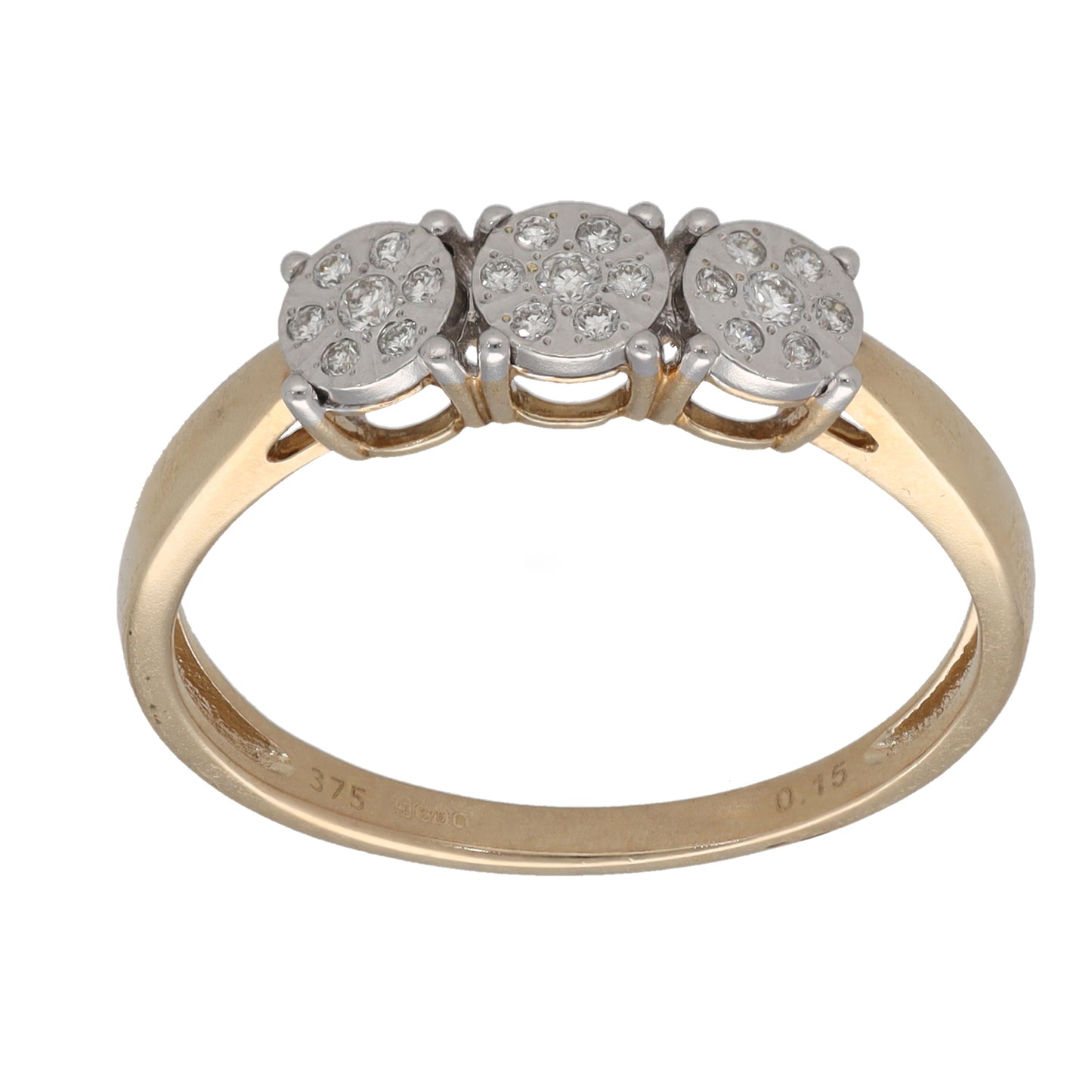 9ct Gold 0.15ct Diamond Dress/Cocktail Ring Size R
