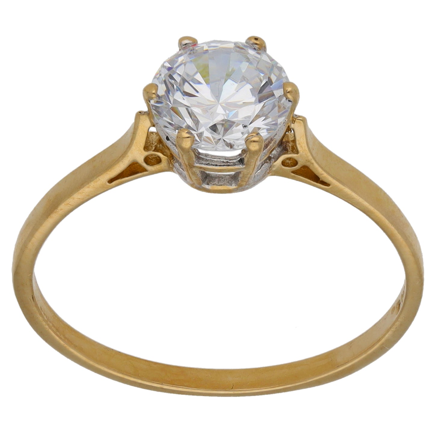 14ct Gold Cubic Zirconia Single Stone Ring Size R