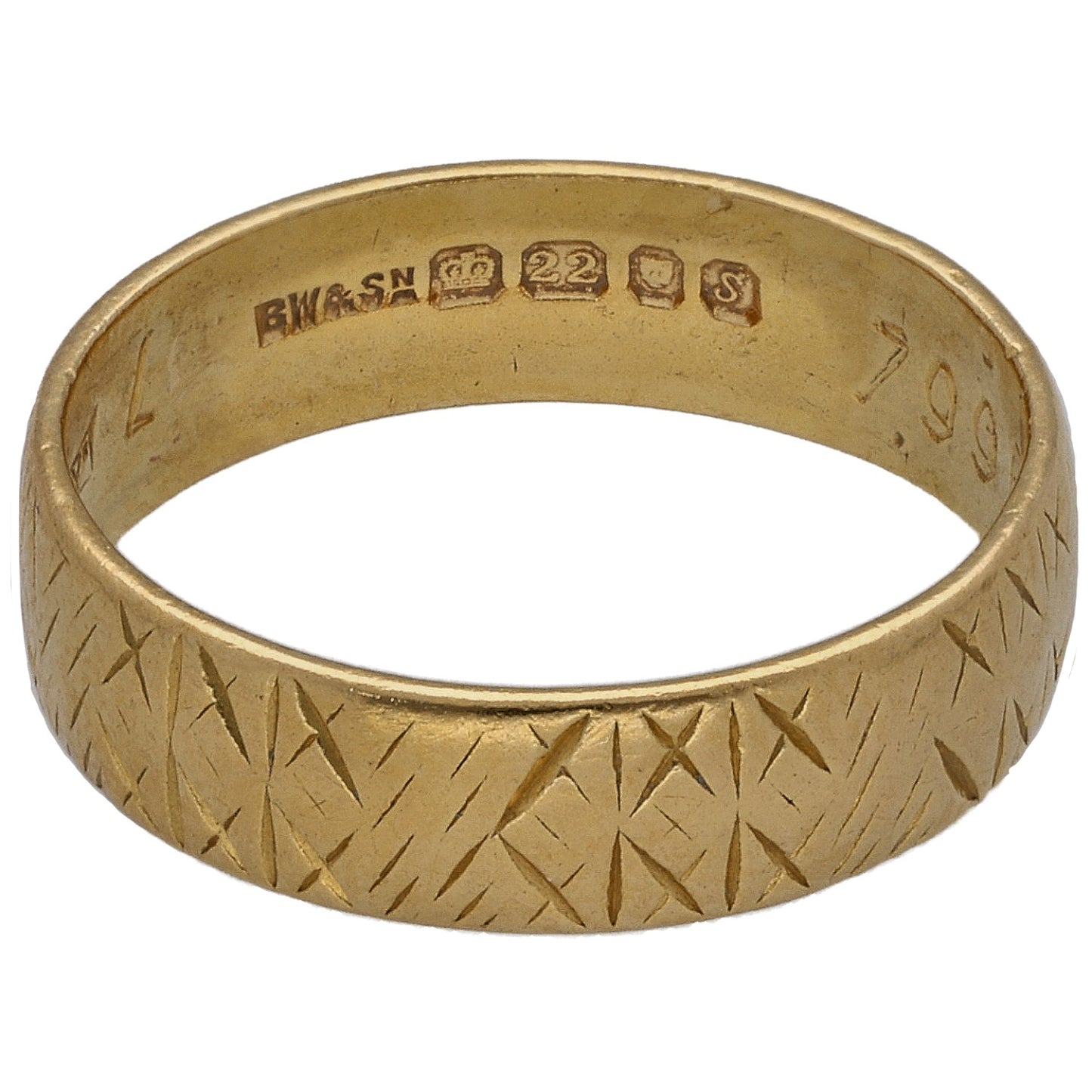 22ct Gold Patterned Wedding Ring Size L