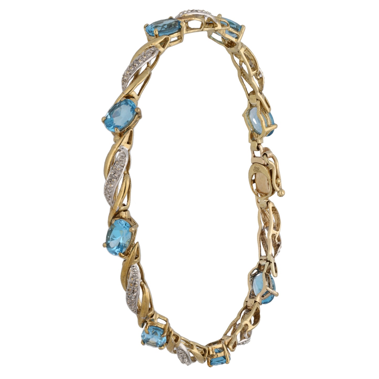 9ct Gold Topaz & Diamond Fancy Bracelet