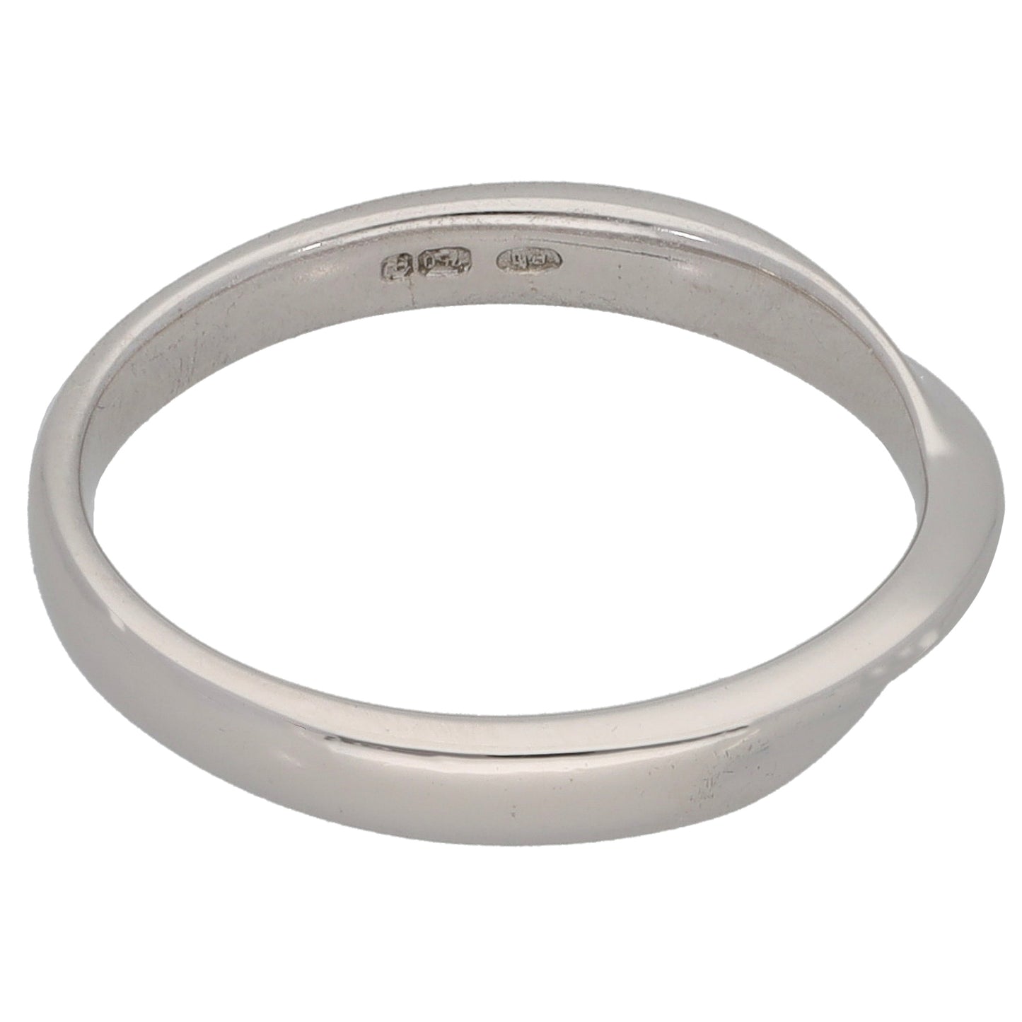18ct White Gold Shaped Wedding Ring Size L