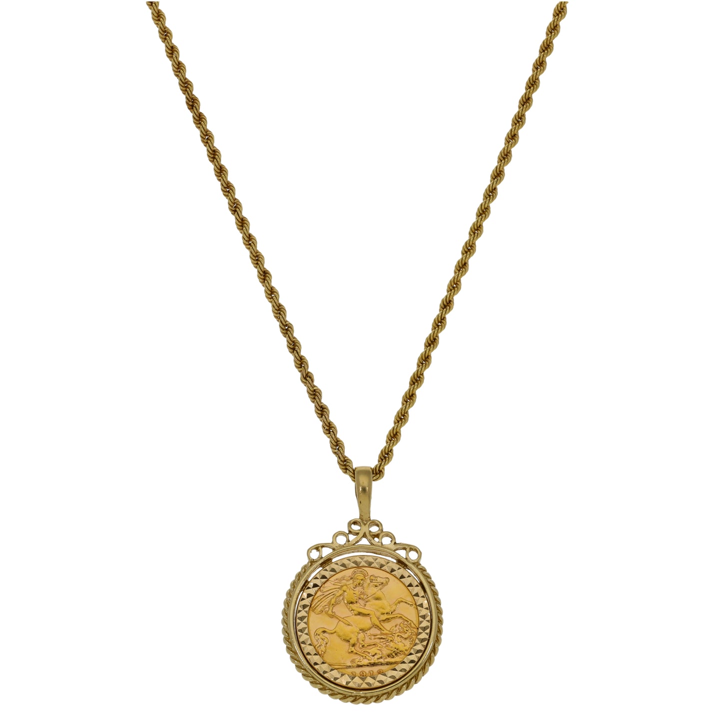 9ct Gold Half Sovereign Coin Pendant With Chain