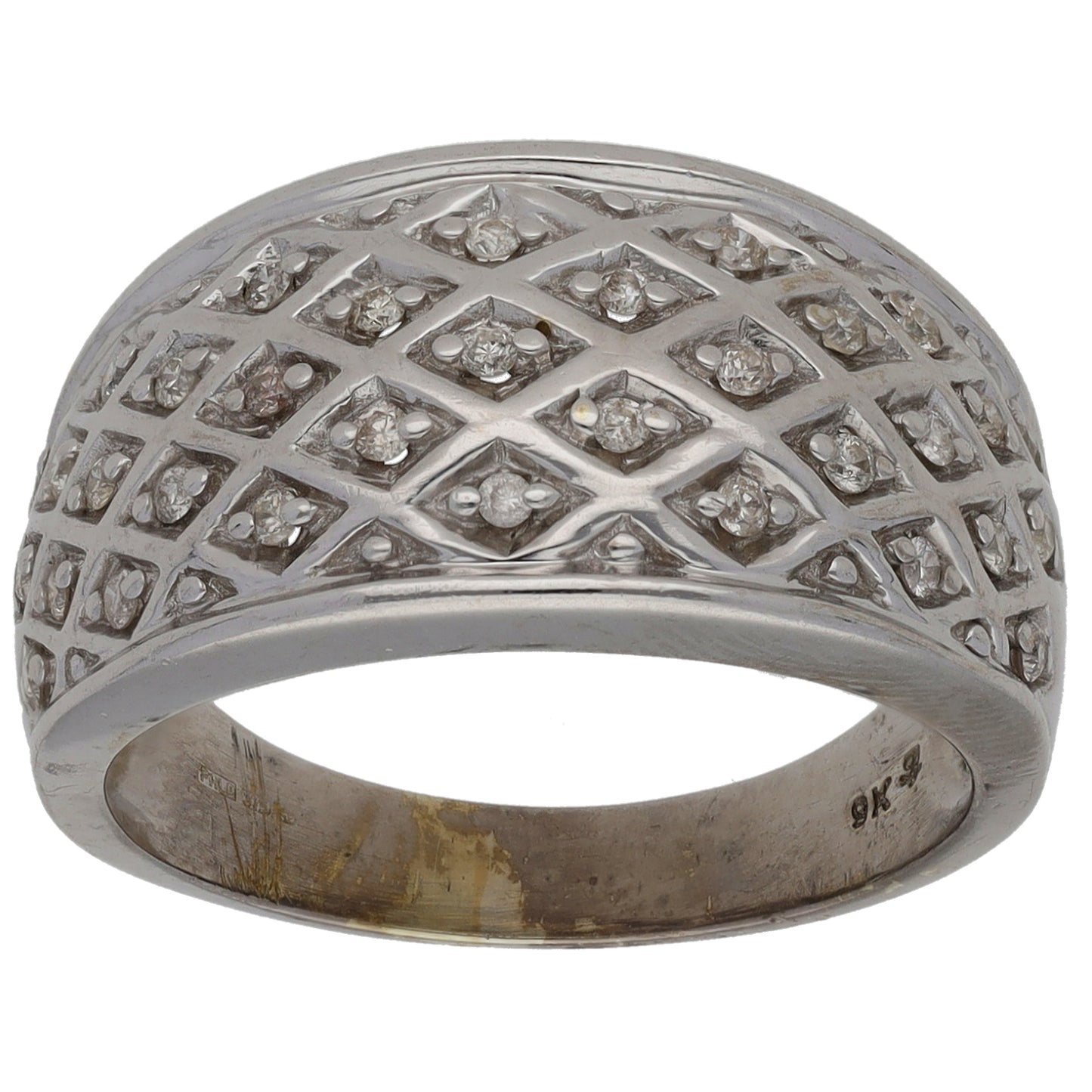 9ct White Gold 0.165ct Diamond Dress/Cocktail Ring Size O