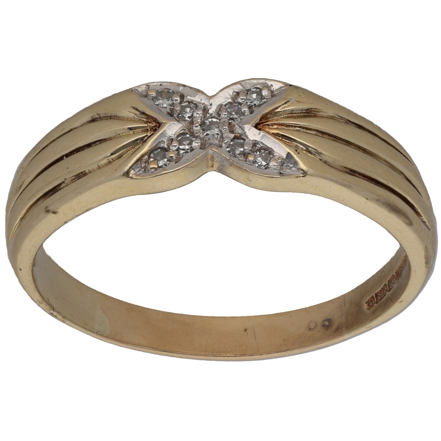 9ct Gold 0.045ct Diamond Alternative Ring Size Q
