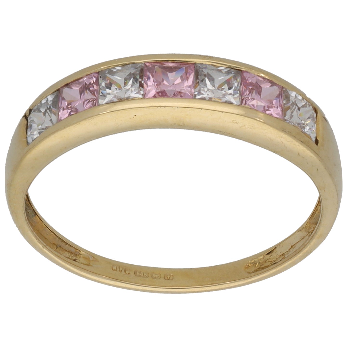 14ct Gold Cubic Zirconia Half Eternity Ring Size P