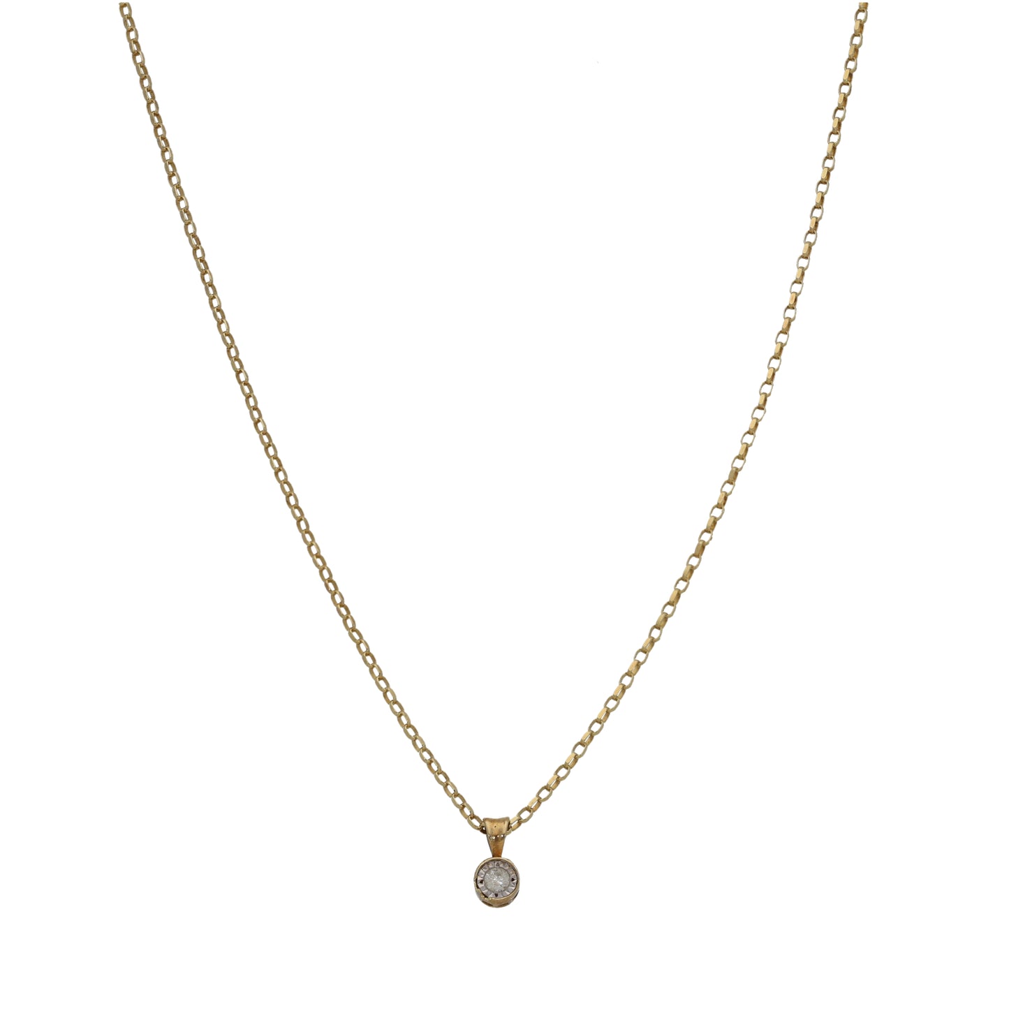 9ct Gold 0.07ct Diamond Solitaire Pendant With Chain